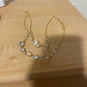 Elegant Gold Necklace with Clear Stones